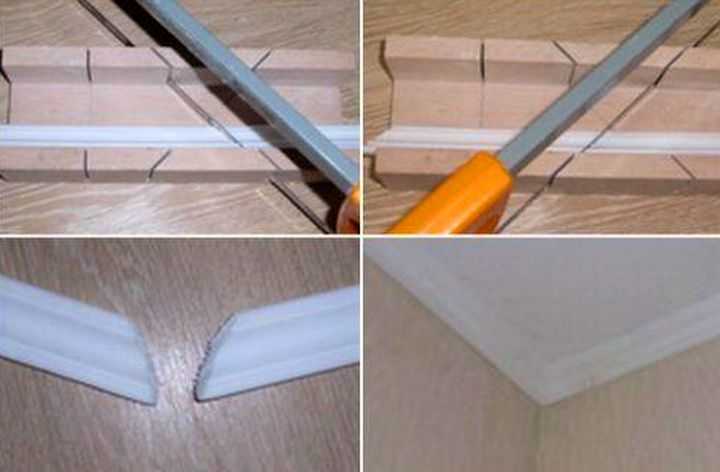 Как резать и клеить потолочный плинтус из пенопласта – пошаговая инструкция