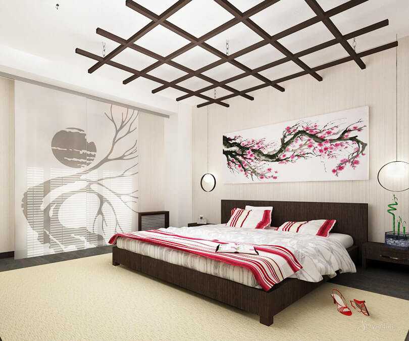Оформление комнаты в японском стиле - красота в мелочах на 50 фото