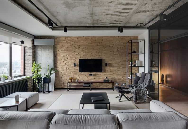 Потолок в стиле лофт в интерьере: чем его покрыть, варианты под бетон  - 30 фото
