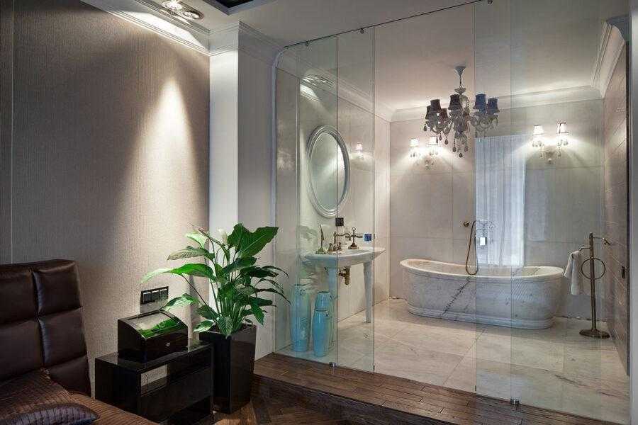 Стеклянные стеновые панели для ванной комнаты