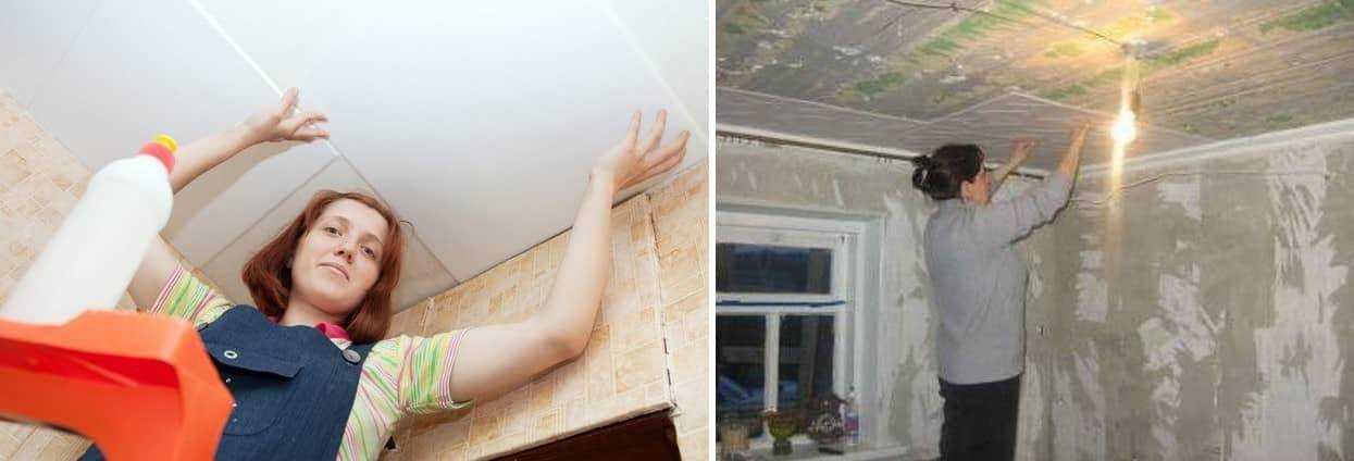 Как и чем помыть потолок из плитки пенопласта: убираем клей, что делать на кухне