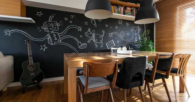 Как самому сделать грифельную стену для рисования мелом в детской или на кухне